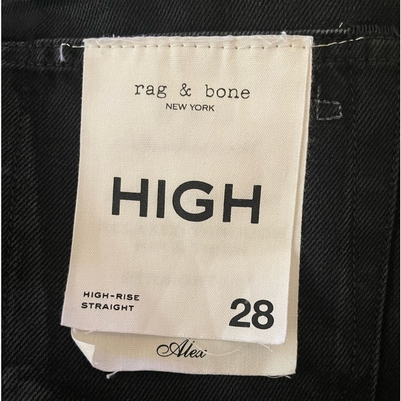 NWT RAG & BONE Alex High Rise Straight Leg Jeans Worn Black Coated Size 28 - Picture 8 of 8